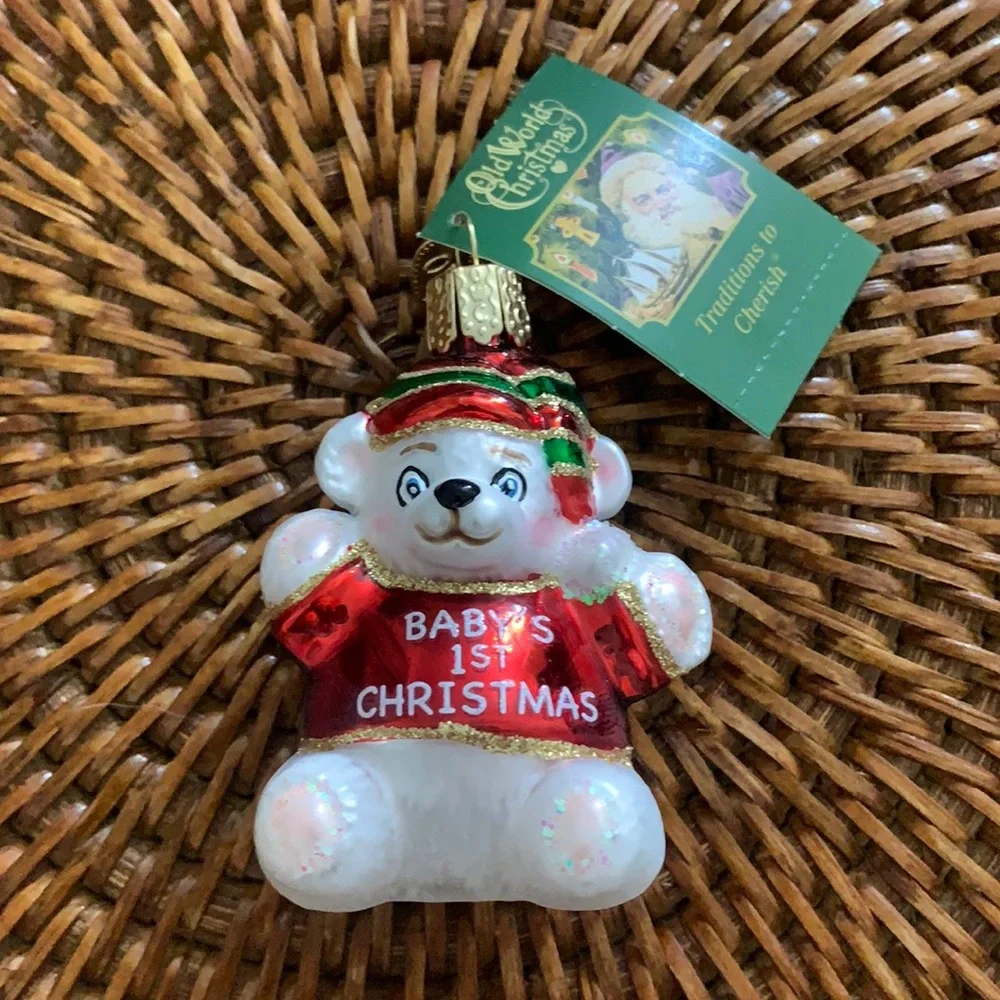 Old World Christmas Hanging Ornament Baby’s 1st Christmas Bear Please Read NWT